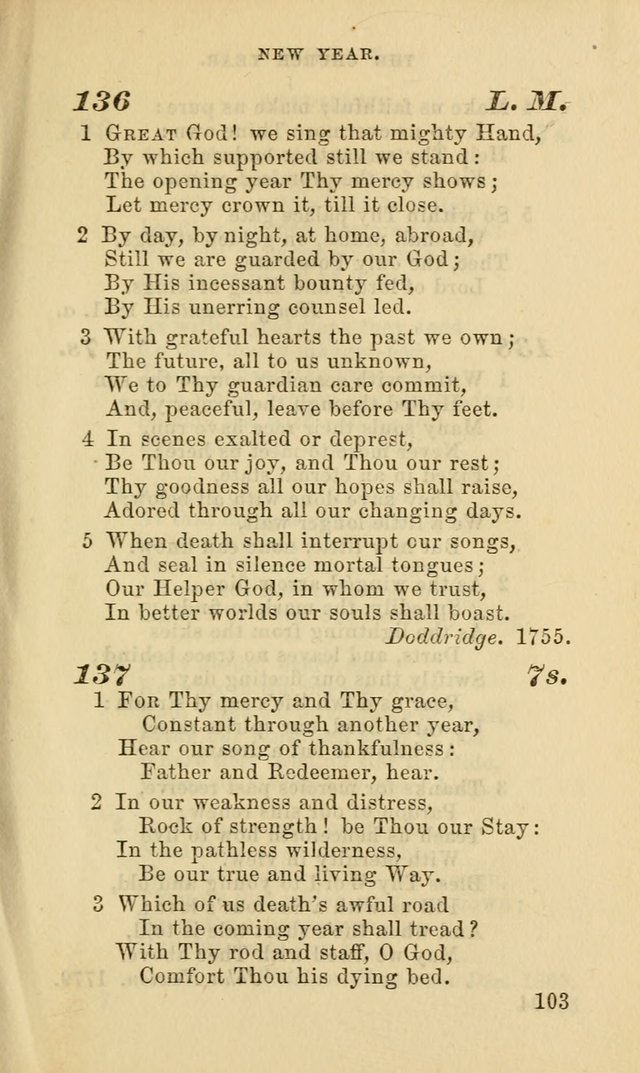 Hymns for the use of the Evangelical Lutheran Church, by the Authority of the Ministerium of Pennsylvania page 103