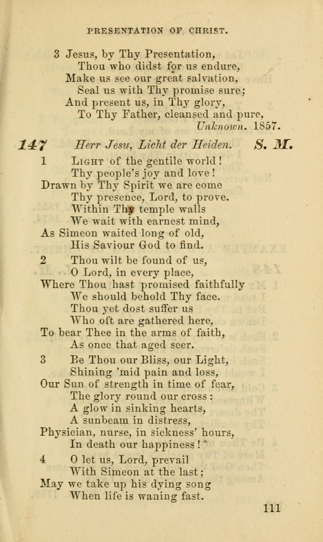 Hymns for the use of the Evangelical Lutheran Church, by the Authority of the Ministerium of Pennsylvania page 111