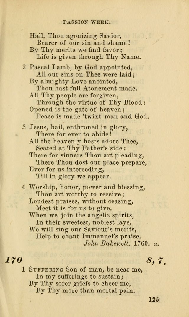 Hymns for the use of the Evangelical Lutheran Church, by the Authority of the Ministerium of Pennsylvania page 125