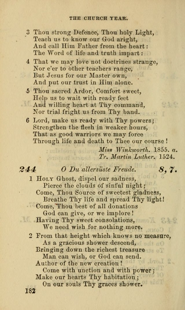 Hymns for the use of the Evangelical Lutheran Church, by the Authority of the Ministerium of Pennsylvania page 182