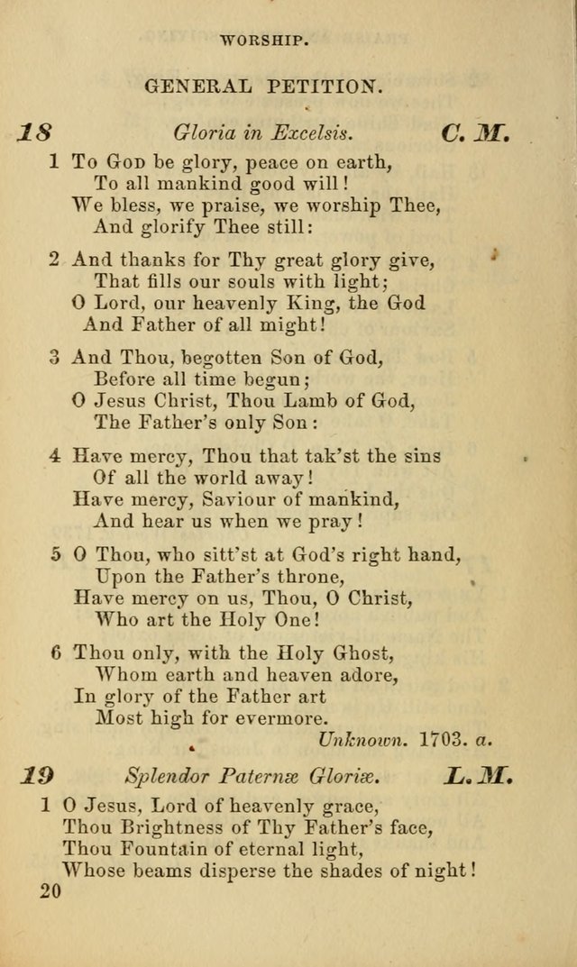 Hymns for the use of the Evangelical Lutheran Church, by the Authority of the Ministerium of Pennsylvania page 20