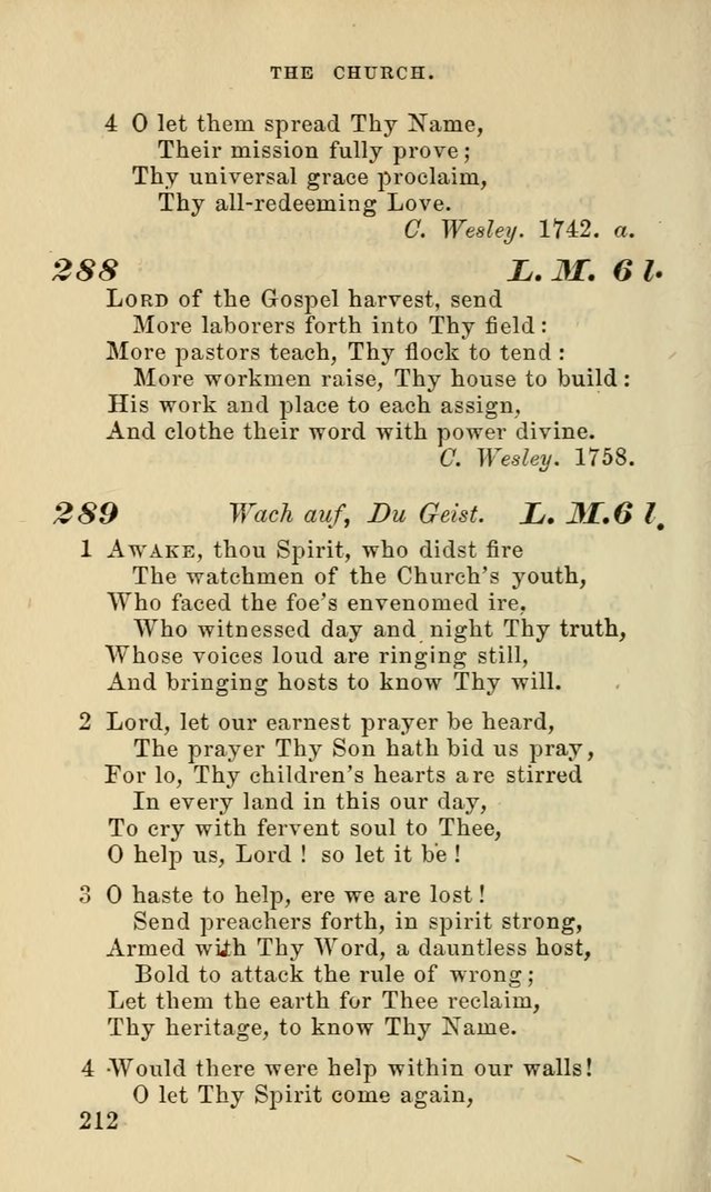 Hymns for the use of the Evangelical Lutheran Church, by the Authority of the Ministerium of Pennsylvania page 212