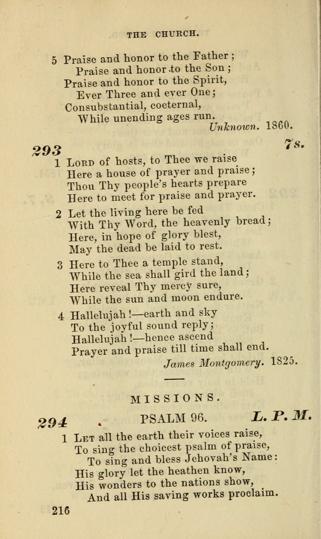 Hymns for the use of the Evangelical Lutheran Church, by the Authority of the Ministerium of Pennsylvania page 216