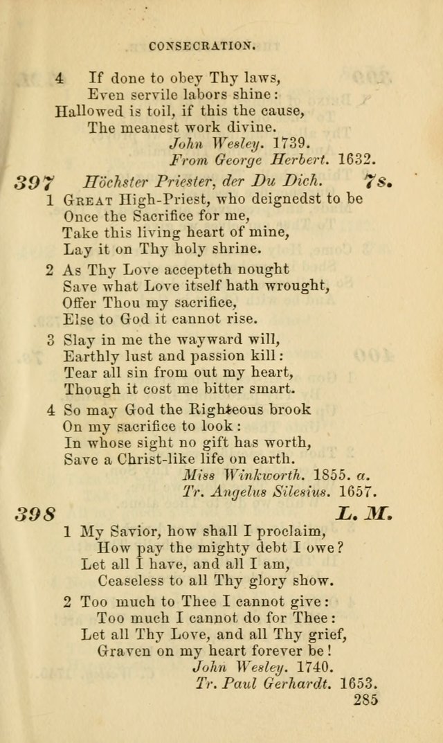 Hymns for the use of the Evangelical Lutheran Church, by the Authority of the Ministerium of Pennsylvania page 285