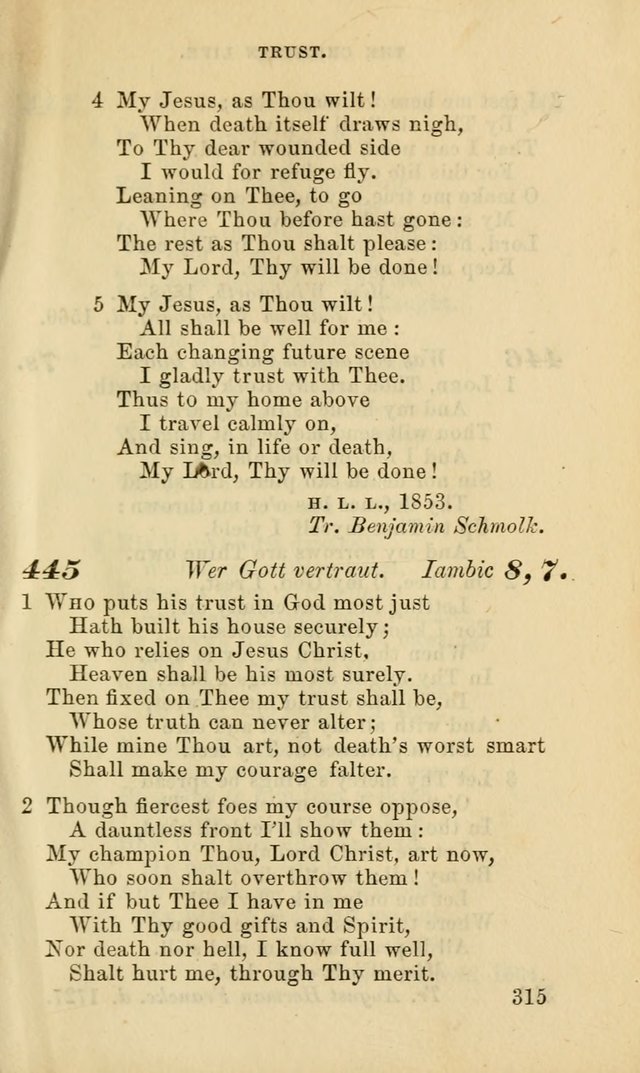 Hymns for the use of the Evangelical Lutheran Church, by the Authority of the Ministerium of Pennsylvania page 315