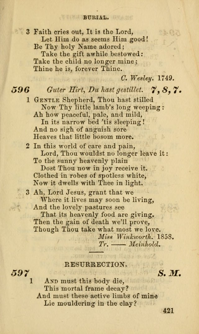 Hymns for the use of the Evangelical Lutheran Church, by the Authority of the Ministerium of Pennsylvania page 421