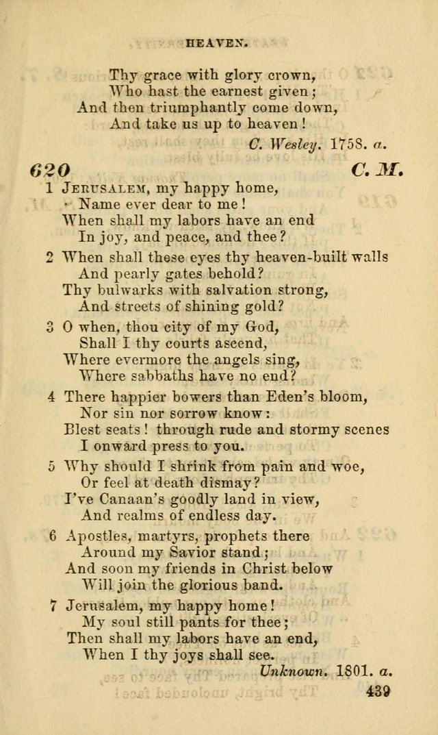 Hymns for the use of the Evangelical Lutheran Church, by the Authority of the Ministerium of Pennsylvania page 439