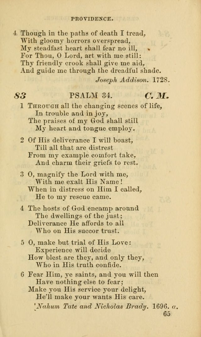 Hymns for the use of the Evangelical Lutheran Church, by the Authority of the Ministerium of Pennsylvania page 65