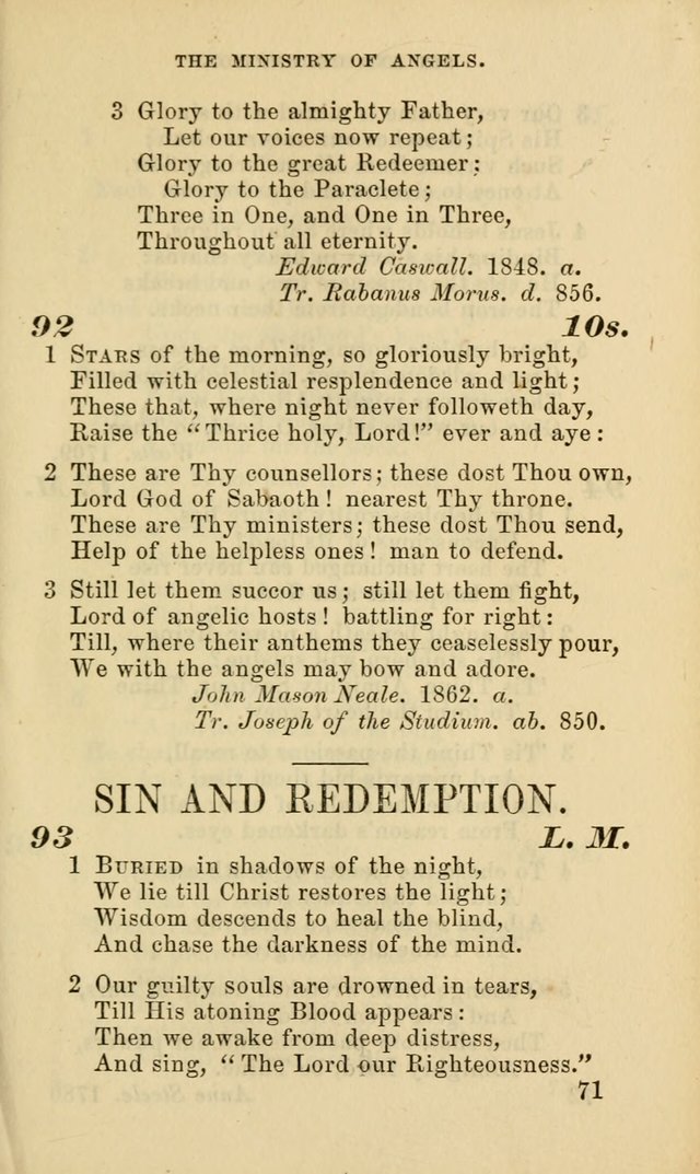 Hymns for the use of the Evangelical Lutheran Church, by the Authority of the Ministerium of Pennsylvania page 71