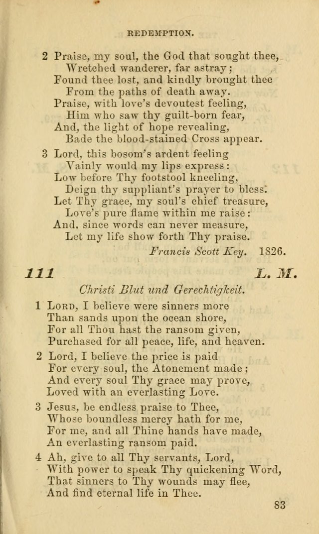 Hymns for the use of the Evangelical Lutheran Church, by the Authority of the Ministerium of Pennsylvania page 83