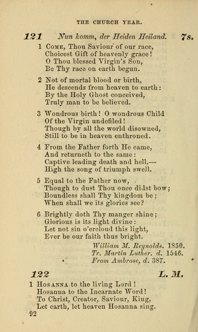 Hymns for the use of the Evangelical Lutheran Church, by the Authority of the Ministerium of Pennsylvania page 92