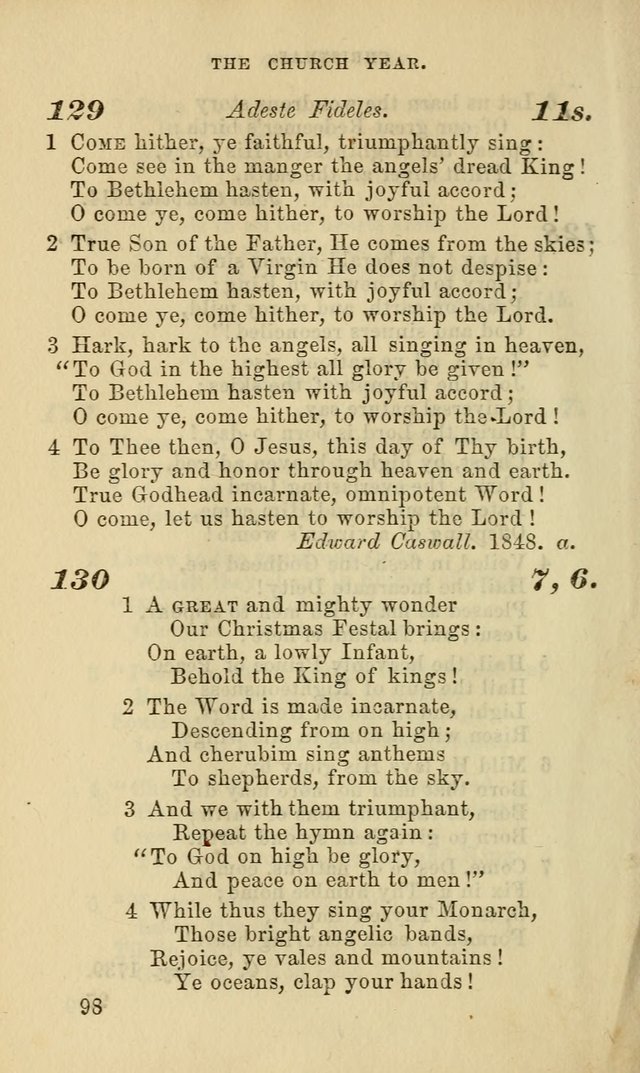 Hymns for the use of the Evangelical Lutheran Church, by the Authority of the Ministerium of Pennsylvania page 98