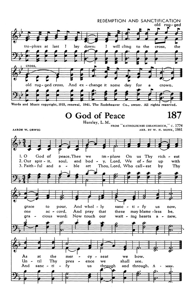 The Hymnal of The Evangelical United Brethren Church page 185