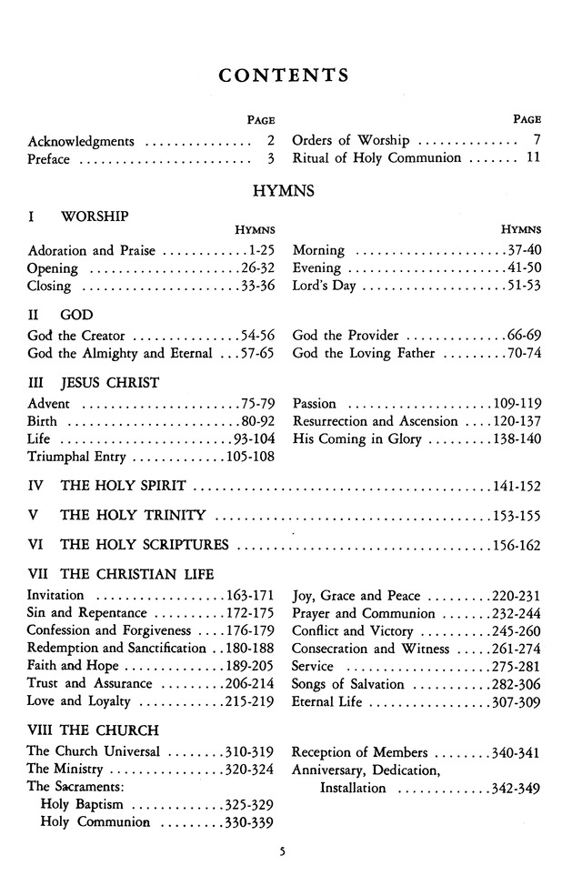 The Hymnal of The Evangelical United Brethren Church page 5