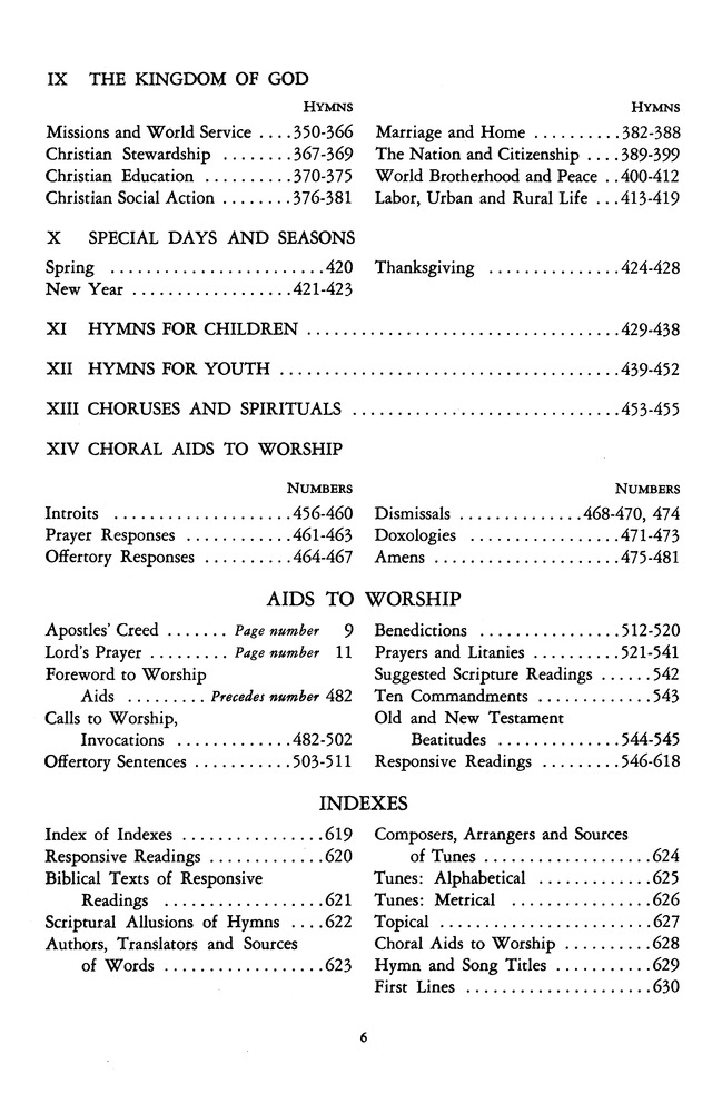 The Hymnal of The Evangelical United Brethren Church page 6