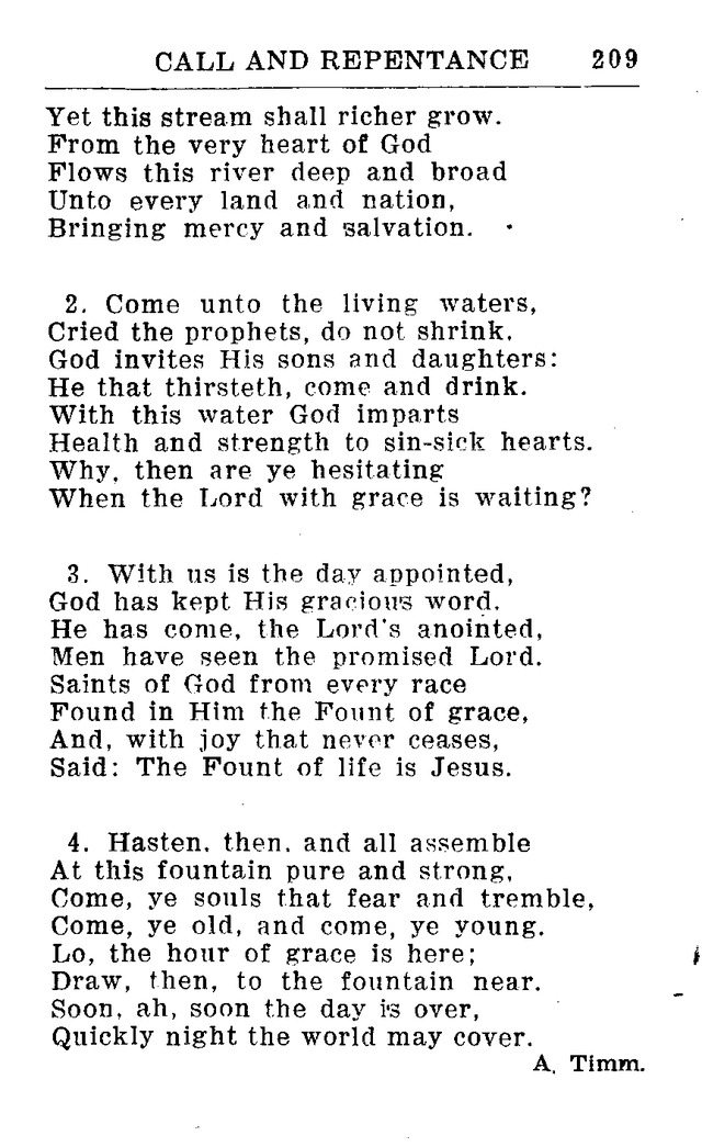 Hymnal for Church and Home (2nd ed.) page 209