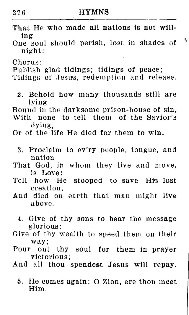 Hymnal for Church and Home (2nd ed.) page 276