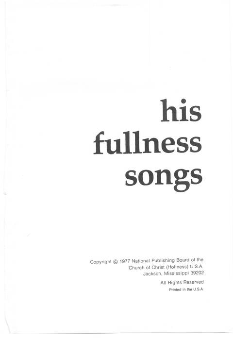 His Fullness Songs page i