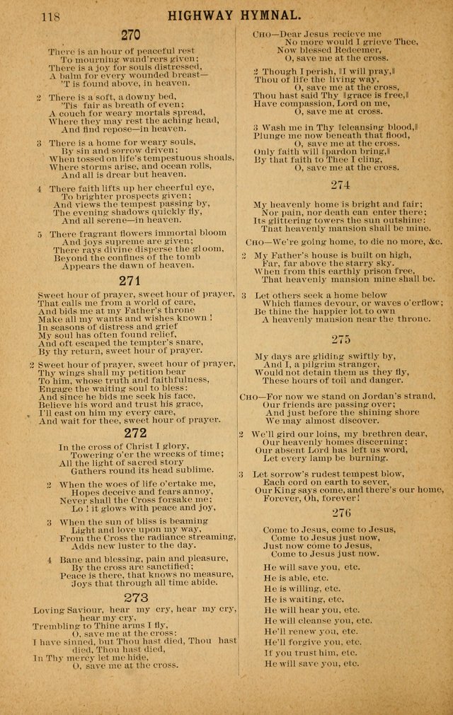 The Highway Hymnal: a choice collection of popular hymns and music, new and old. Arranged for the work in camp, convention, church and home page 118