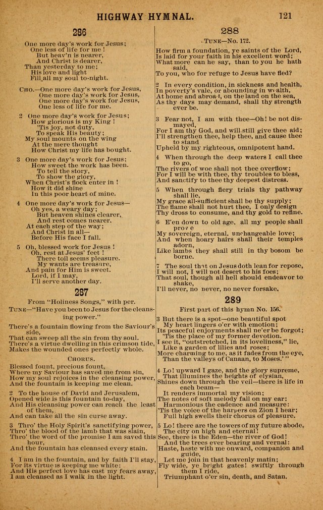 The Highway Hymnal: a choice collection of popular hymns and music, new and old. Arranged for the work in camp, convention, church and home page 121