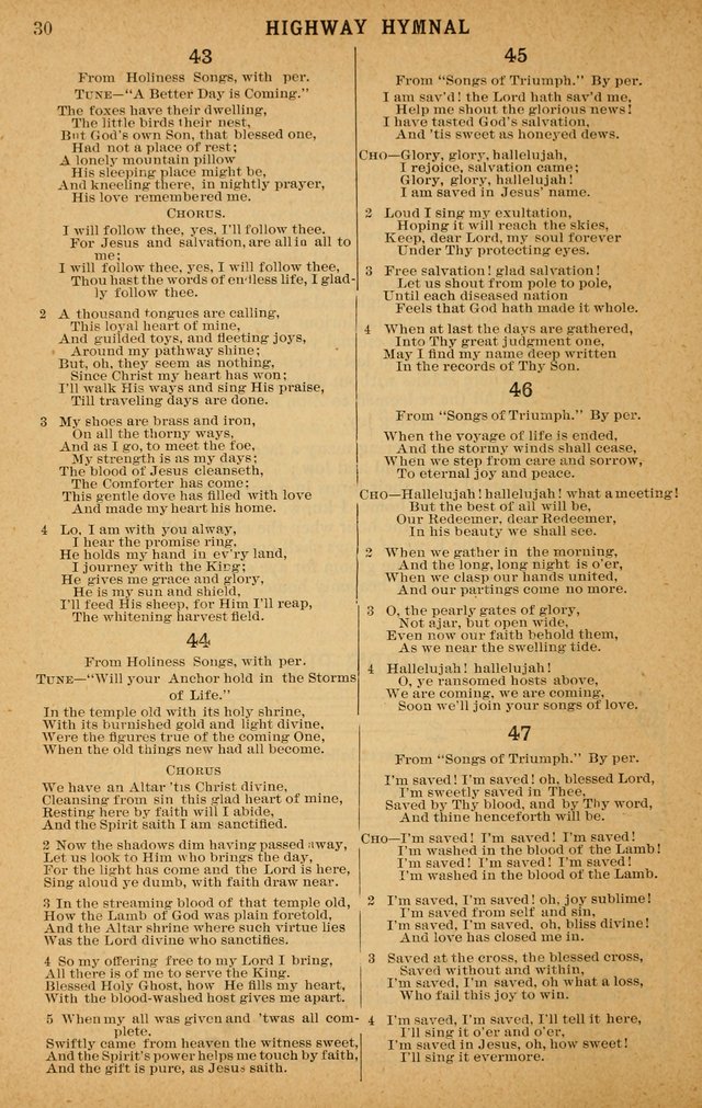 The Highway Hymnal: a choice collection of popular hymns and music, new and old. Arranged for the work in camp, convention, church and home page 30