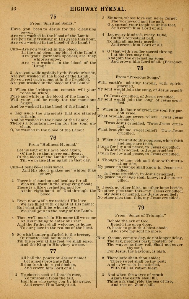 The Highway Hymnal: a choice collection of popular hymns and music, new and old. Arranged for the work in camp, convention, church and home page 46