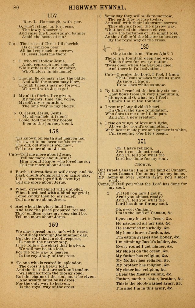 The Highway Hymnal: a choice collection of popular hymns and music, new and old. Arranged for the work in camp, convention, church and home page 80