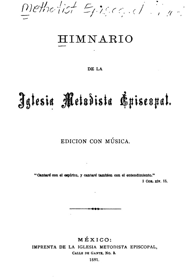 Himnario de la Iglesia Metodista Episcopal page 1