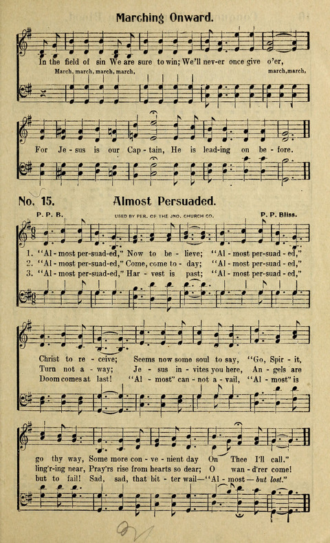 Hosannas to the King: A collection of Gospel Hymns suited to Church, Sunday School and Evangelistic Services page 15