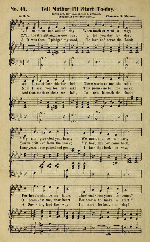 Hosannas to the King: A collection of Gospel Hymns suited to Church, Sunday School and Evangelistic Services page 40