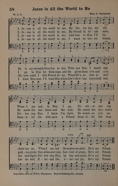 Hymns of Praise Numbers One and Two Combined: for the church and Sunday school page 58