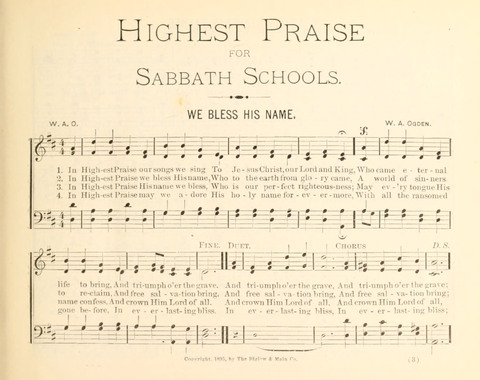 Highest Praise: for Sabbath Schools page 3