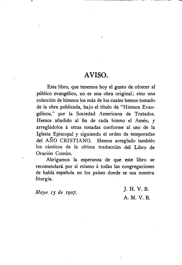 Himnario provisional con los cánticos: Según el uso de la Iglesia Episcopal Americana, para Congregaciones Españoles page 3