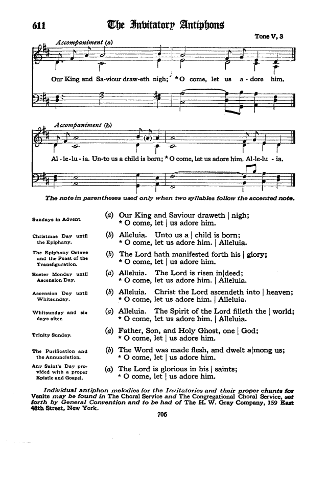 The Hymnal of the Protestant Episcopal Church in the United States of America 1940 page 706