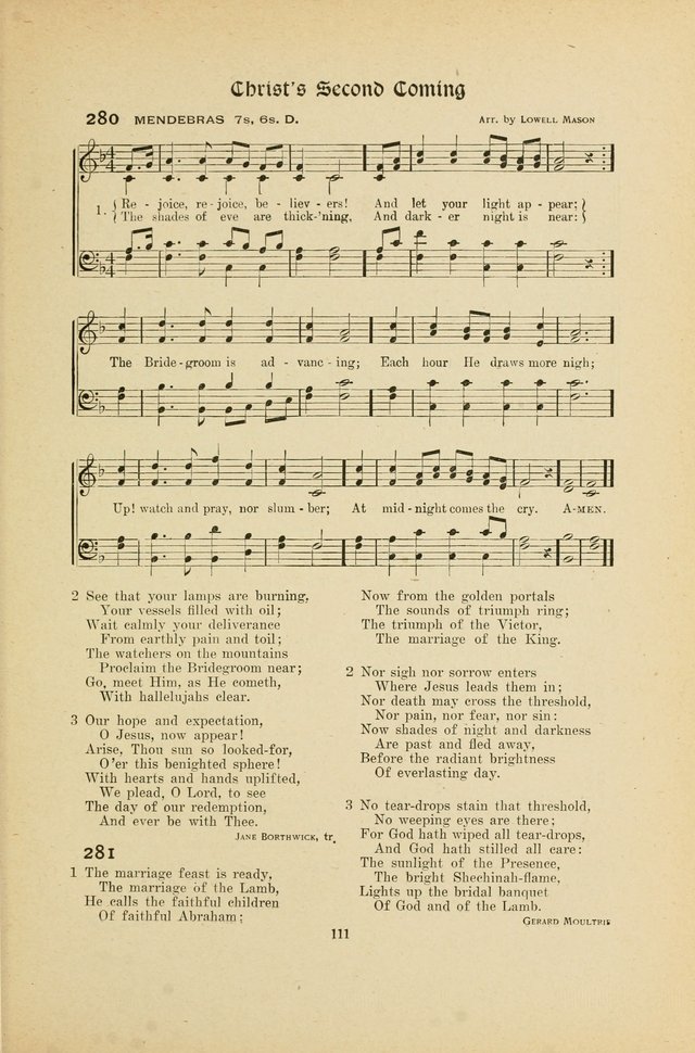 Hymns, Psalms and Gospel Songs: with responsive readings page 111