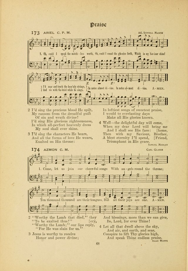 Hymns, Psalms and Gospel Songs: with responsive readings page 68