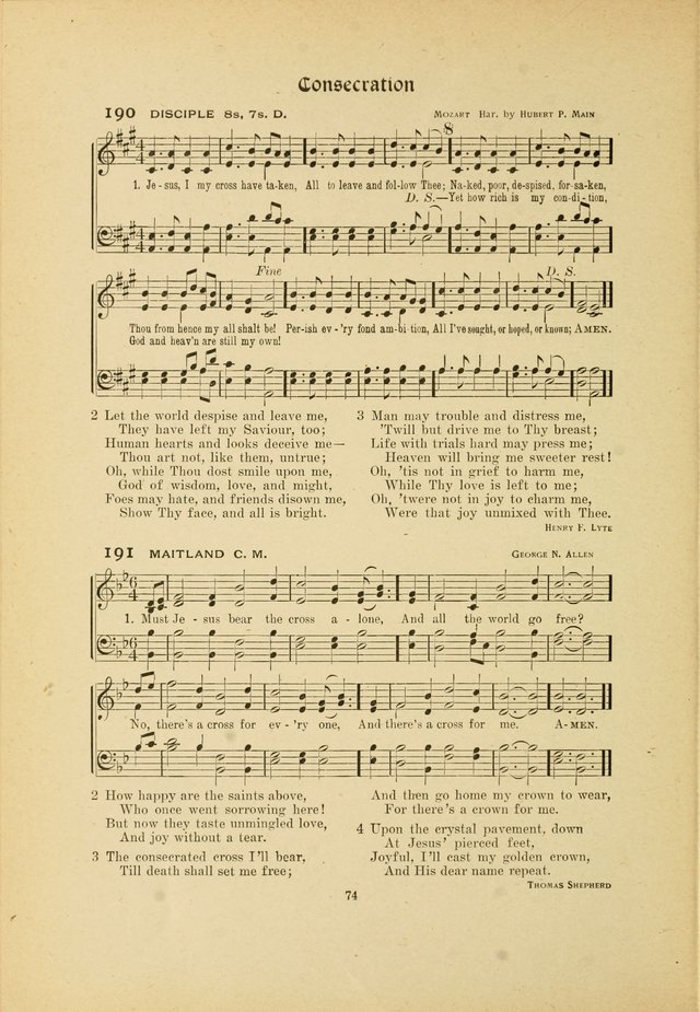 Hymns, Psalms and Gospel Songs: with responsive readings page 74