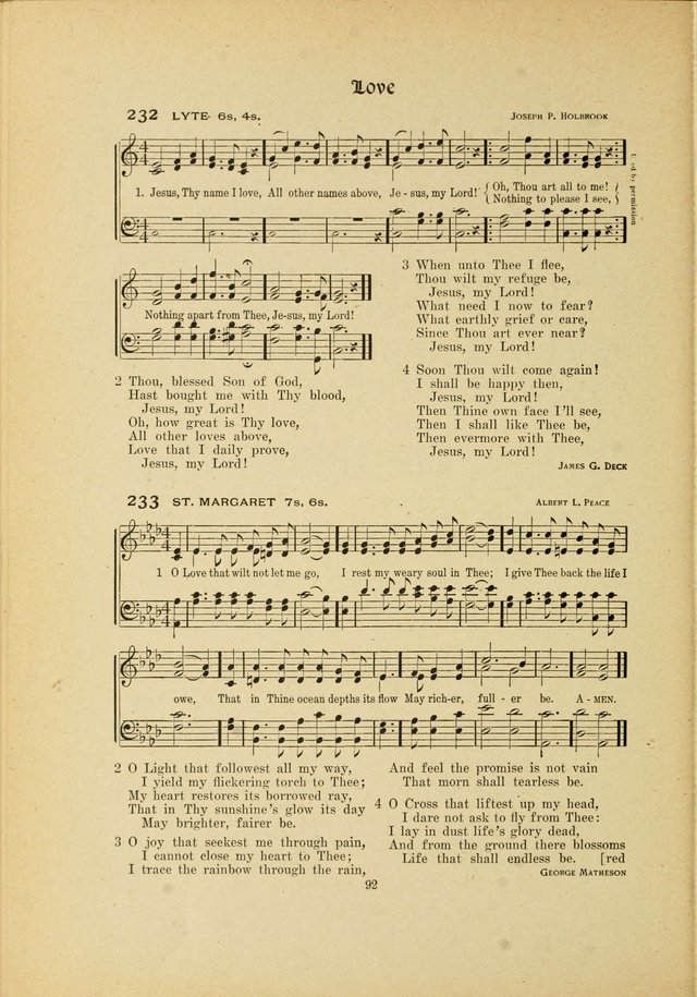 Hymns, Psalms and Gospel Songs: with responsive readings page 92