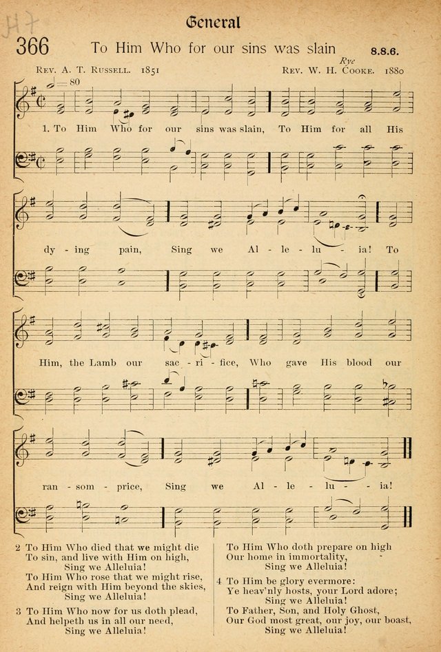 The Hymnal: revised and enlarged as adopted by the General Convention of the Protestant Episcopal Church in the United States of America in the of our Lord 1892..with music, as used in Trinity Church page 406