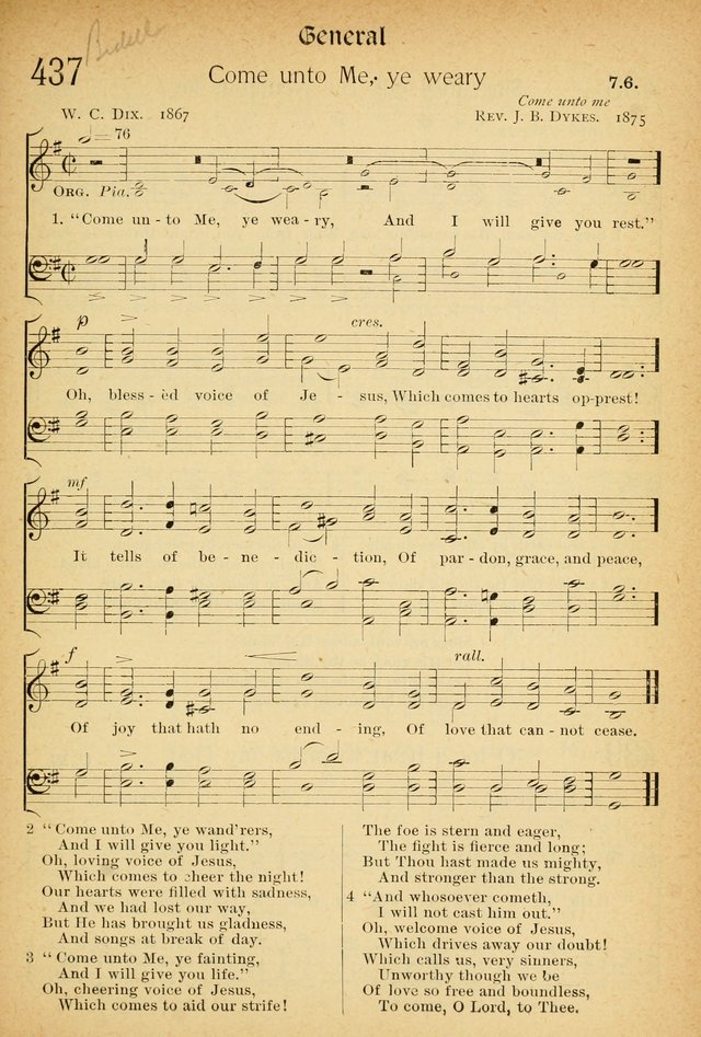 The Hymnal: revised and enlarged as adopted by the General Convention of the Protestant Episcopal Church in the United States of America in the of our Lord 1892..with music, as used in Trinity Church page 485