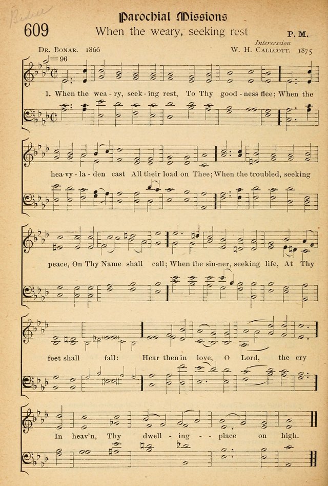 The Hymnal: revised and enlarged as adopted by the General Convention of the Protestant Episcopal Church in the United States of America in the of our Lord 1892..with music, as used in Trinity Church page 672