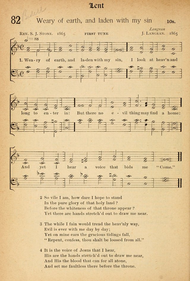 The Hymnal: revised and enlarged as adopted by the General Convention of the Protestant Episcopal Church in the United States of America in the of our Lord 1892..with music, as used in Trinity Church page 96