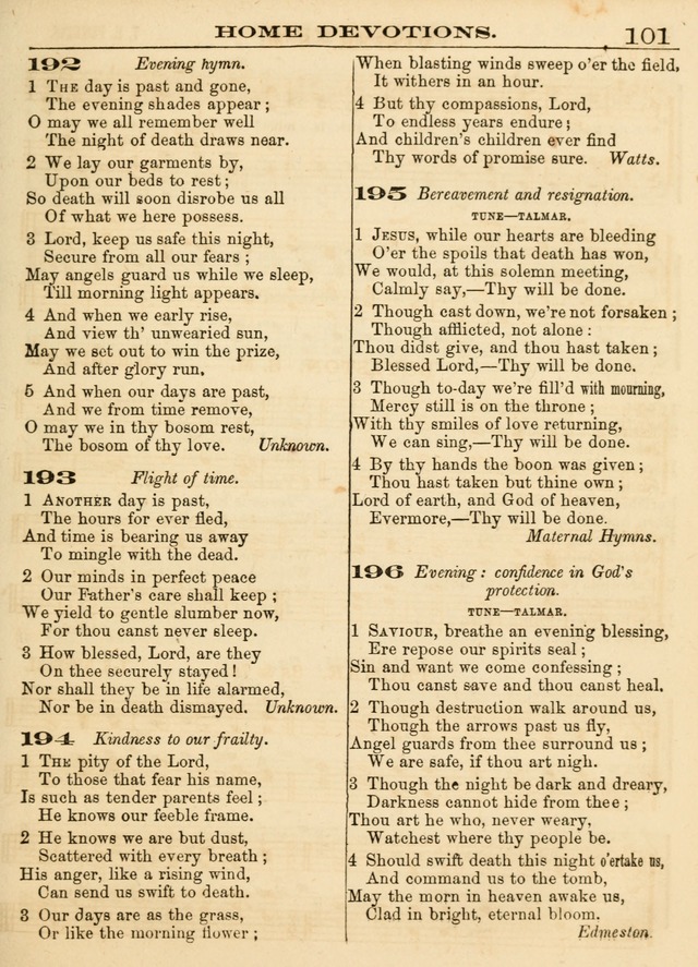 Hallowed Songs: a collection of the most popular hymns and tunes, both old, and new, designed for prayer and social meetings, revivals, family worship, and Sabbath schools page 101