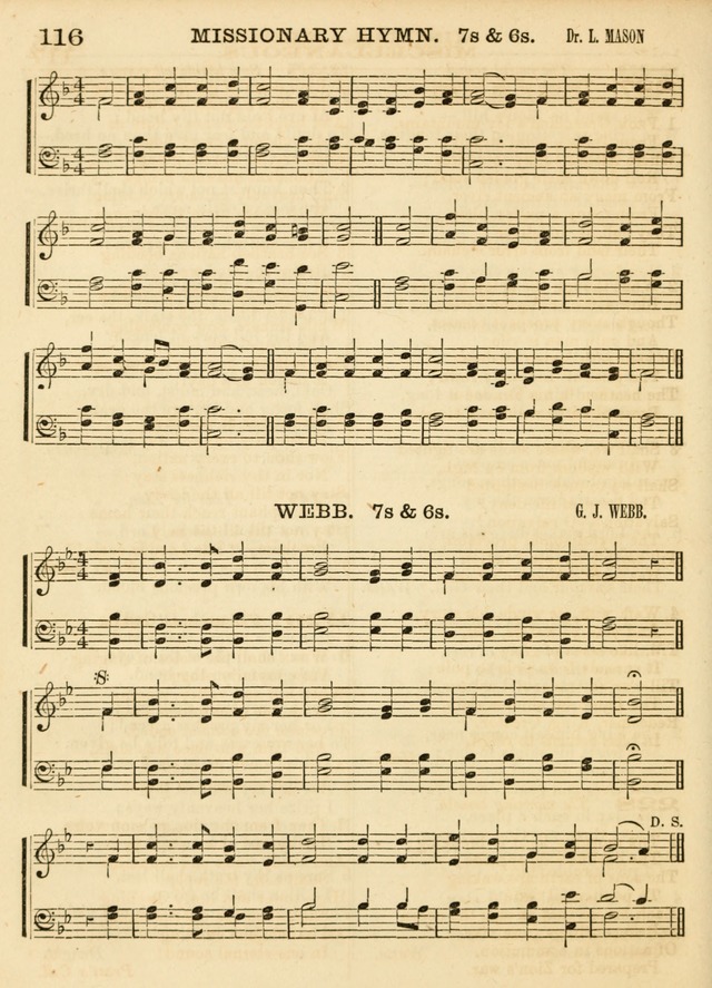 Hallowed Songs: a collection of the most popular hymns and tunes, both old, and new, designed for prayer and social meetings, revivals, family worship, and Sabbath schools page 116