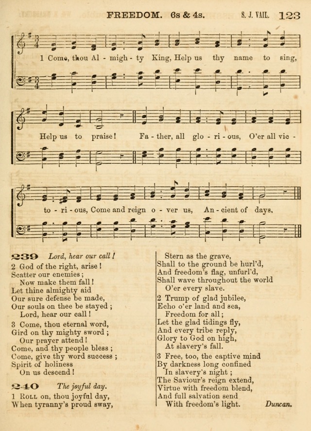 Hallowed Songs: a collection of the most popular hymns and tunes, both old, and new, designed for prayer and social meetings, revivals, family worship, and Sabbath schools page 123