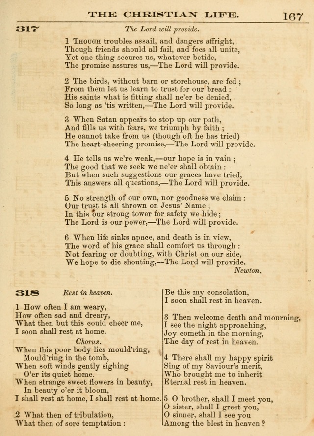 Hallowed Songs: a collection of the most popular hymns and tunes, both old, and new, designed for prayer and social meetings, revivals, family worship, and Sabbath schools page 167
