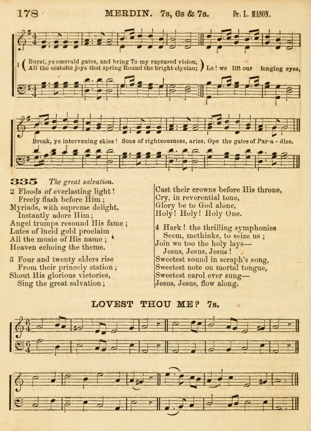 Hallowed Songs: a collection of the most popular hymns and tunes, both old, and new, designed for prayer and social meetings, revivals, family worship, and Sabbath schools page 178