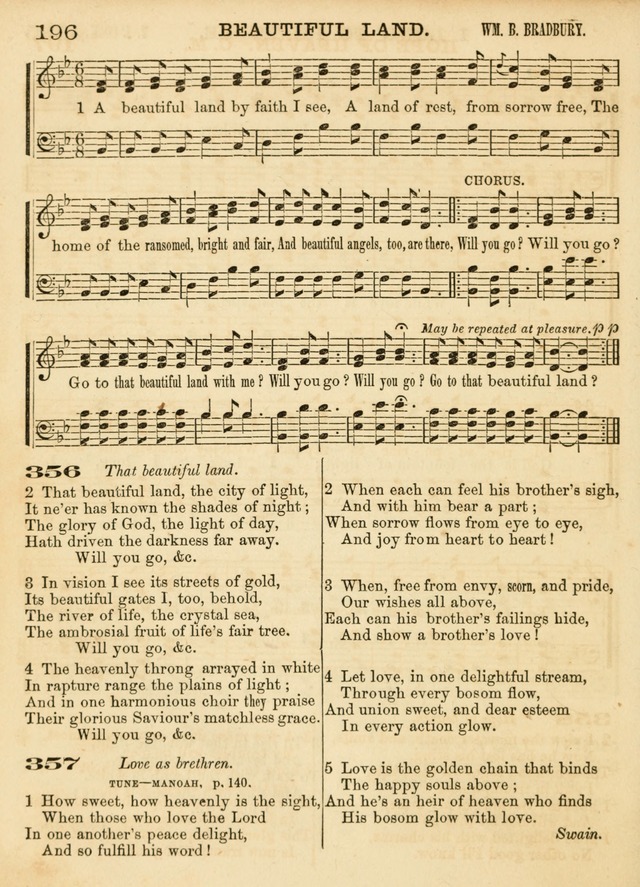 Hallowed Songs: a collection of the most popular hymns and tunes, both old, and new, designed for prayer and social meetings, revivals, family worship, and Sabbath schools page 196