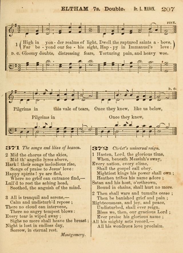 Hallowed Songs: a collection of the most popular hymns and tunes, both old, and new, designed for prayer and social meetings, revivals, family worship, and Sabbath schools page 207