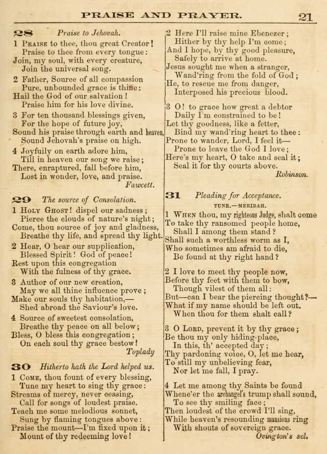 Hallowed Songs: a collection of the most popular hymns and tunes, both old, and new, designed for prayer and social meetings, revivals, family worship, and Sabbath schools page 21